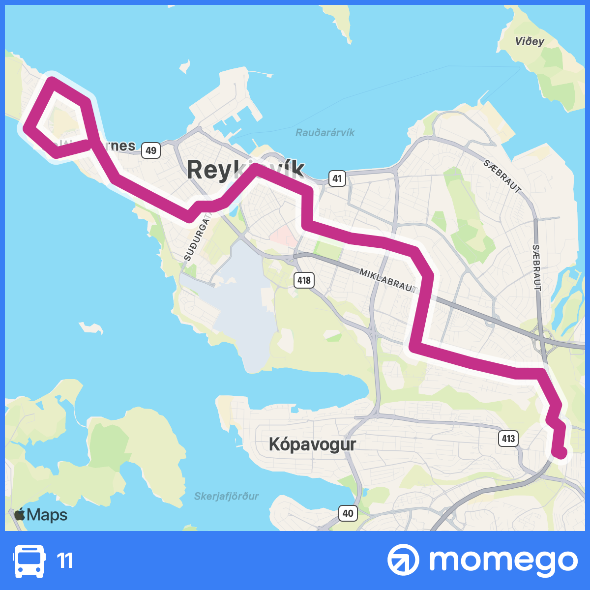 Strætó BS 11 Bus Route Live Departures | Live Bus Times
